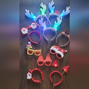 Festive Holiday Headbands and Glasses Set